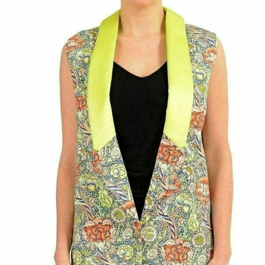 Just Cavalli Multi-Color Sleeveless One Button Women's Blazer Vest Us S It 40